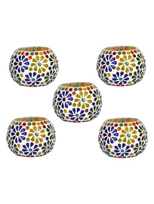 candle & tea light holder decorated with glass chips, colorful lighting effects, pack of 5 - 18802041 - Very Small Image - 1