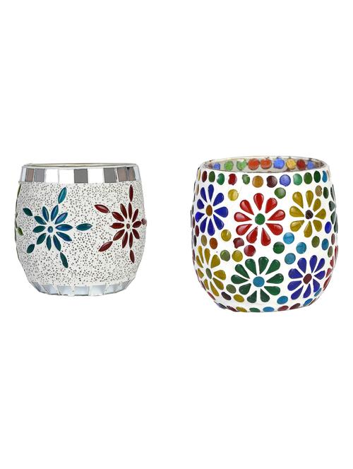candle & tea light holder decorated with glass chips, colorful lighting effects, pack of 2 - 18802084 - Very Small Image - 1