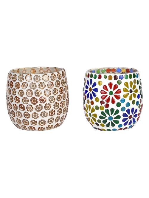 candle & tea light holder decorated with glass chips, colorful lighting effects, pack of 2 - 18802090 - Very Small Image - 1