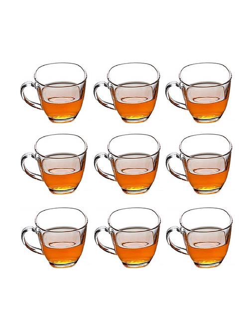 designer & stylish transparent tea/coffee cup, glass, 180 ml, pack of- 9 - 18803159 - Very Small Image - 1