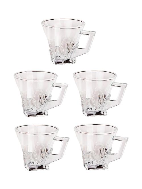 designer & stylish transparent tea/coffee cup, glass, 180 ml, pack of- 5 - 18803191 - Very Small Image - 1