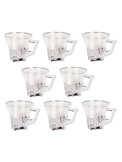 designer & stylish transparent tea/coffee cup, glass, 180 ml, pack of- 8 - 18803194 - Very Small Image - 1