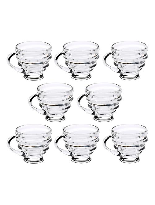 designer & stylish transparent tea/coffee cup, glass, 180 ml, pack of- 8 - 18803218 - Very Small Image - 1