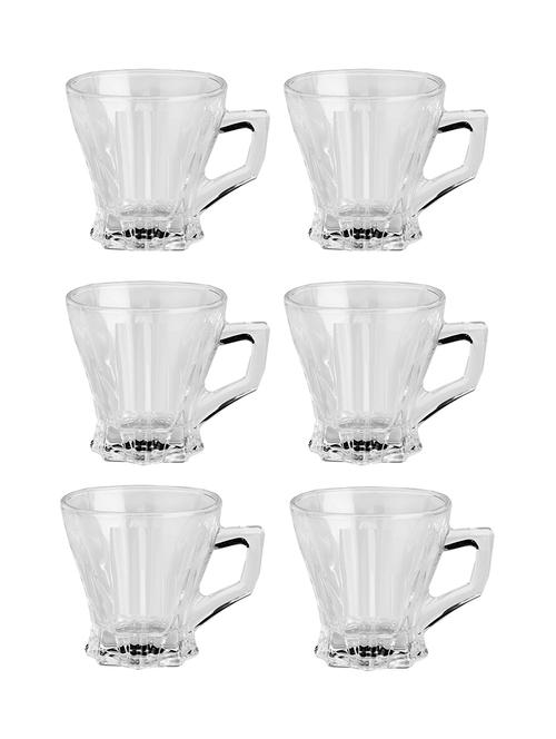 designer & stylish transparent tea/coffee cup, glass, 180 ml, pack of- 6 - 18803240 - Very Small Image - 1