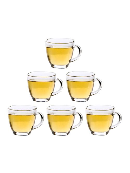 designer & stylish transparent tea/coffee cup, glass, 180 ml, pack of- 6 - 18803252 - Very Small Image - 1