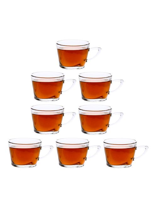 designer & stylish transparent tea/coffee cup, glass, 180 ml, pack of- 8 - 18803302 - Very Small Image - 1