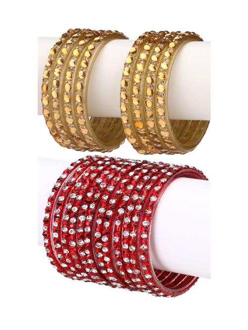 stone embellished glass bangles combo - 18817698 - Very Small Image - 1