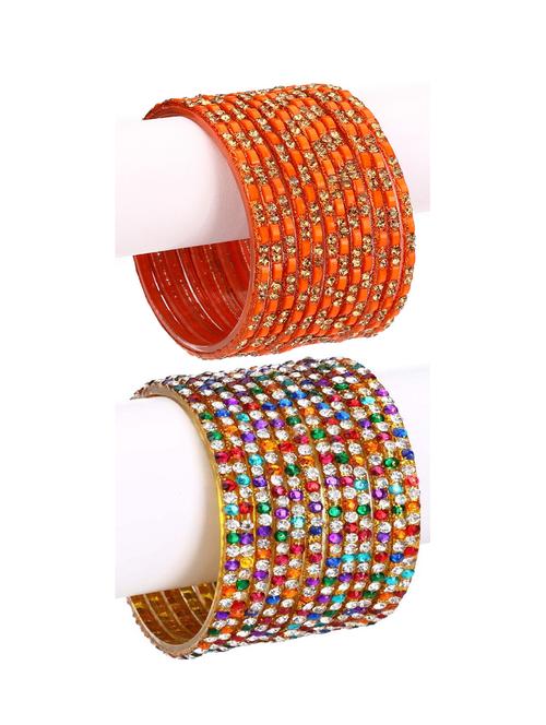 stone embellished glass bangles combo - 18817858 - Very Small Image - 1