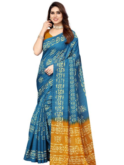 multi colored jute silk printed saree with blouse - 18822788 - Very Small Image - 1