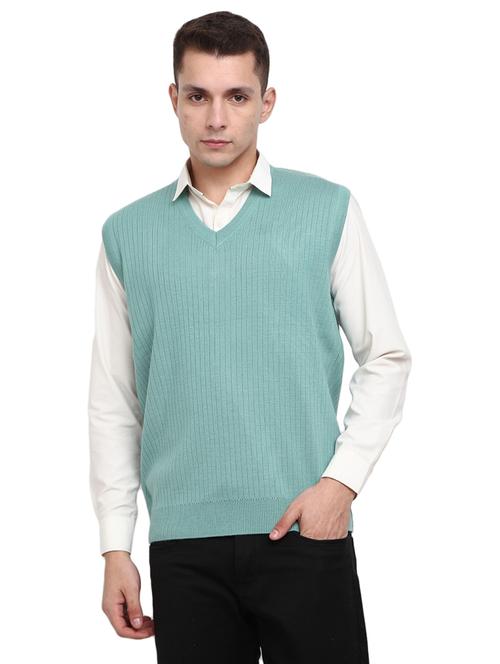 v neck self design pullover - 18823086 - Very Small Image - 1