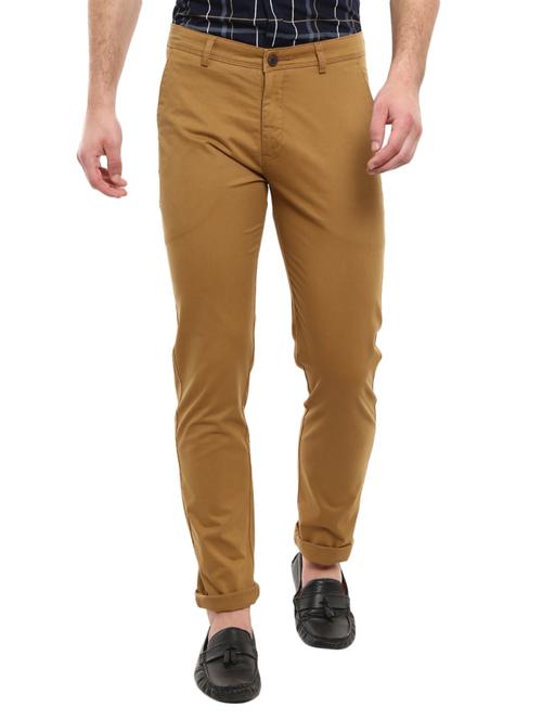 men brown solids chinos trouser - 18823252 - Very Small Image - 1