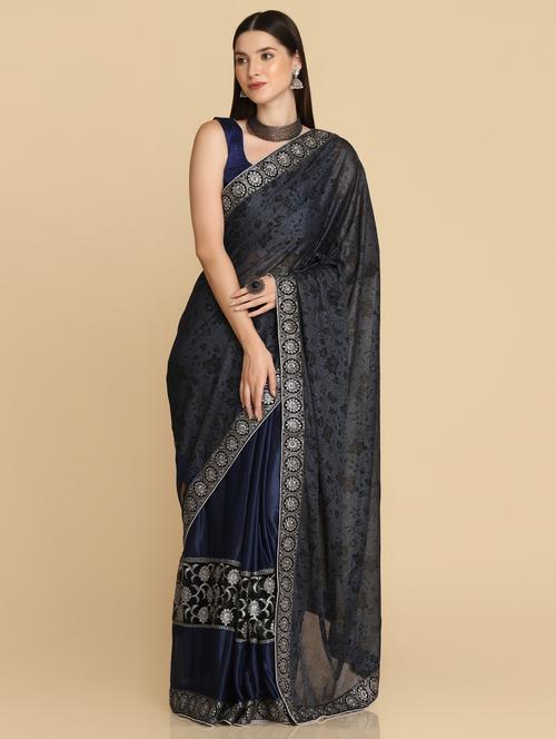 women's embroidered saree with blouse - 18823282 - Very Small Image - 1
