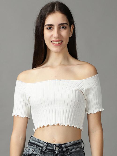 women's crop off shoulder top - 18824215 - Very Small Image - 1