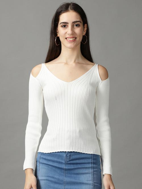 white cotton blend regular top - 18824255 - Very Small Image - 1