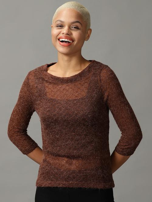 brown wool regular top - 18824294 - Very Small Image - 1