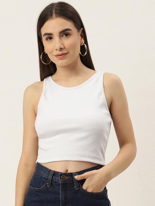 women's crop round neck top - 18824528 - Very Small Image - 1