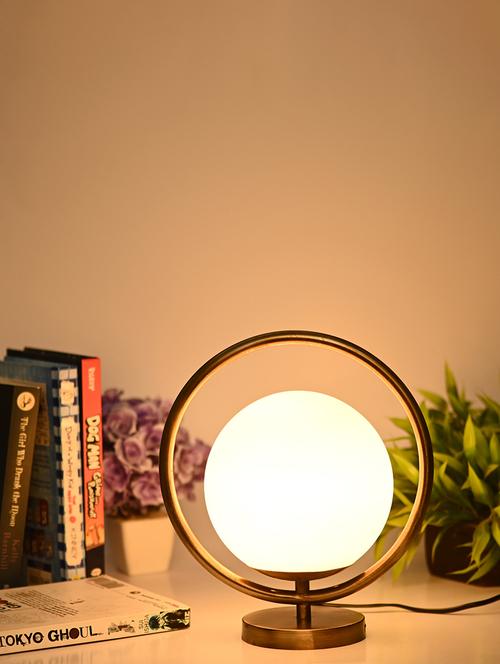 designer & decorative round table lamp with decorative colorful glass shade - 18824555 - Very Small Image - 1