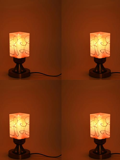 designer led compatible table lamp with decorated glass shade - 18824750 - Very Small Image - 1