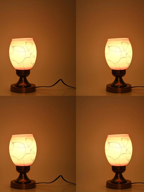 designer led compatible table lamp with decorated glass shade - 18825389 - Very Small Image - 1