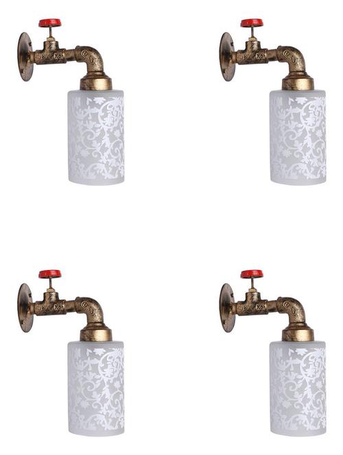 vintage tap wall fitting fixture light with colorful decorative glass shade, e27, metal, glass - 18836095 - Very Small Image - 1