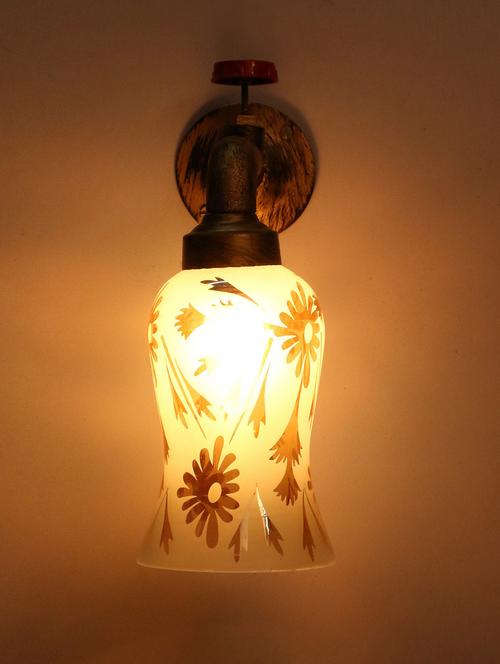 vintage tap wall fitting fixture light with colorful decorative glass shade, e27, metal, glass - 18836117 - Very Small Image - 1