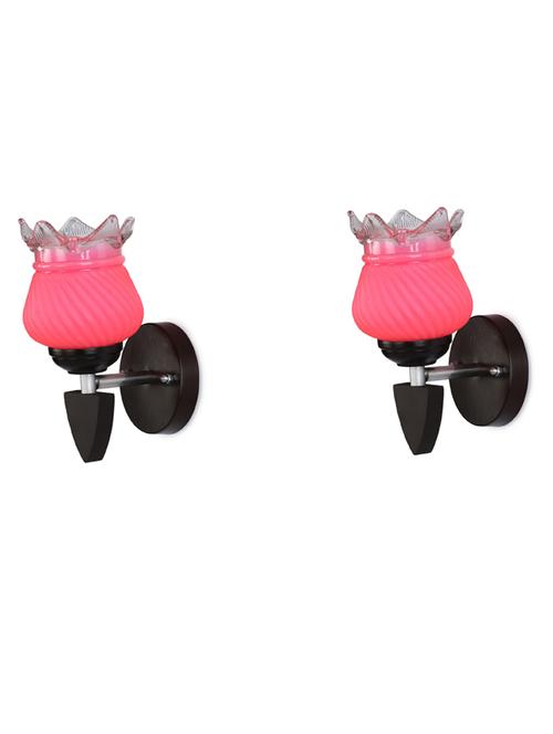 led sconce glass & wood wall lamp/light, & wall fixture (set of two)-rt150 - 18837390 - Very Small Image - 1