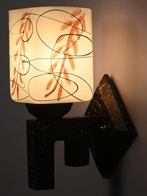 marvel design stylish black white wood wall lamp/ light of colorful glass shade -x25 - 18838084 - Very Small Image - 1
