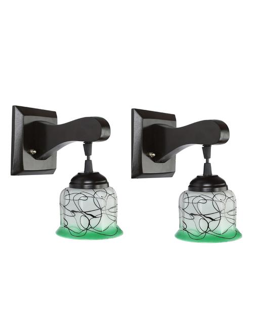 decorative pendent wall lamp/ light, glass & wood -a107, pack of 2 - 18838196 - Very Small Image - 1