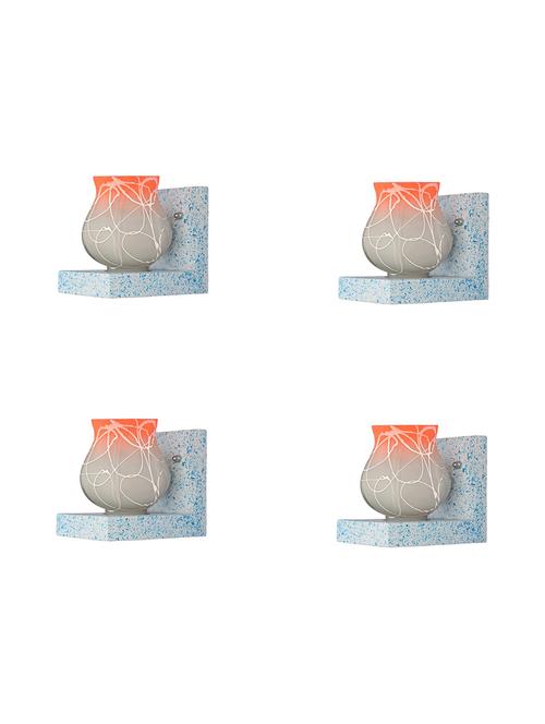 wall chair sconce wall light / night lamp of blue stylish designer wood fitting & colorful shade, led compatible, set of 4 -xa46 - 18838969 - Very Small Image - 1