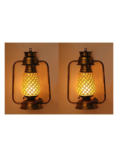 antique wall mount lantern lamp with glass hand decorated with colorful articles for special lighting effects(set of 2)_vc12 - 18840498 - Very Small Image - 1