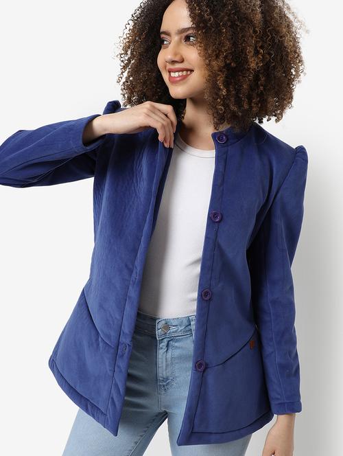 mandarin neck solid blazer  - 18841497 - Very Small Image - 1