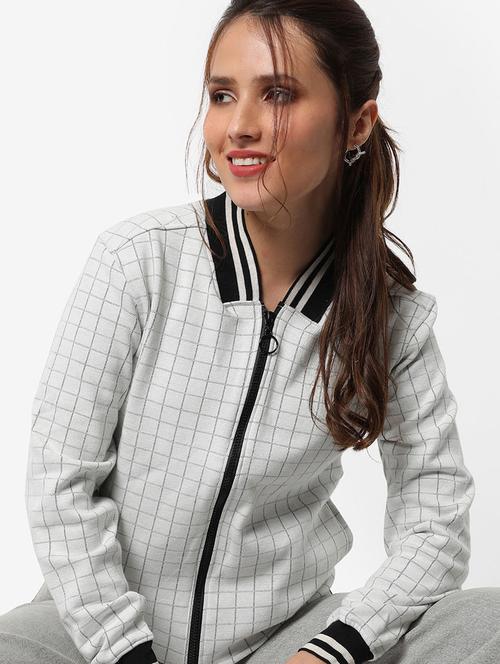 white checks cotton regular jacket - 18841621 - Very Small Image - 1