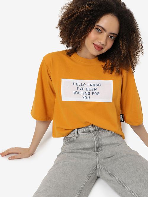 women's chest print crew neck t-shirt - 18841773 - Very Small Image - 1