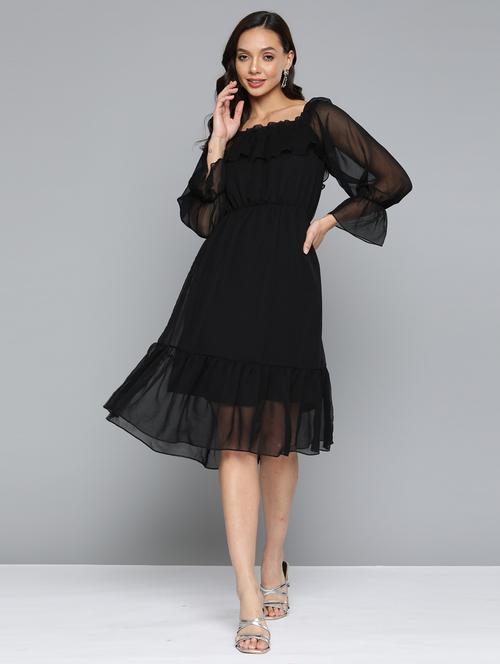 women's tiered dress solid dress - 18841933 - Very Small Image - 1