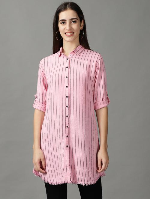 pink polyester regular shirt - 18843185 - Very Small Image - 1