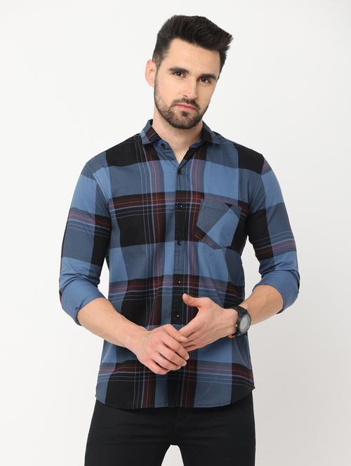blue cotton casual shirt - 18844000 - Very Small Image - 1