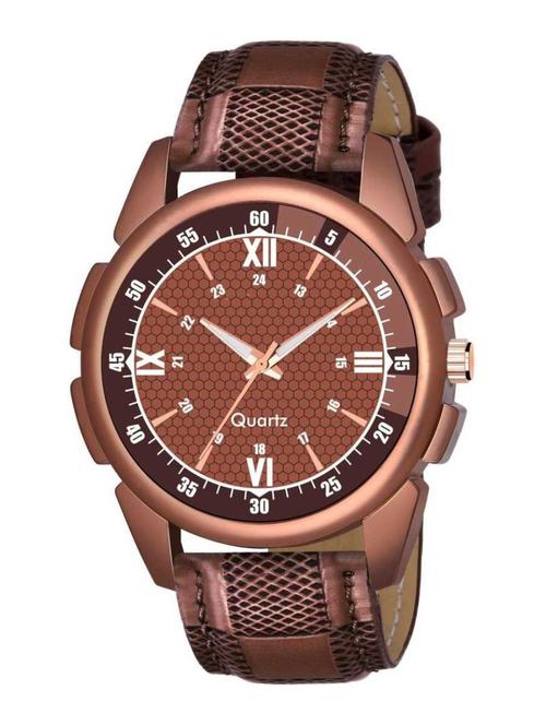 sports design new arrival brown leather belt analog watch - for boys - 18844201 - Very Small Image - 1