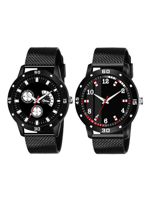 pack of two pu belt attractive look analog watch - 18844241 - Very Small Image - 1