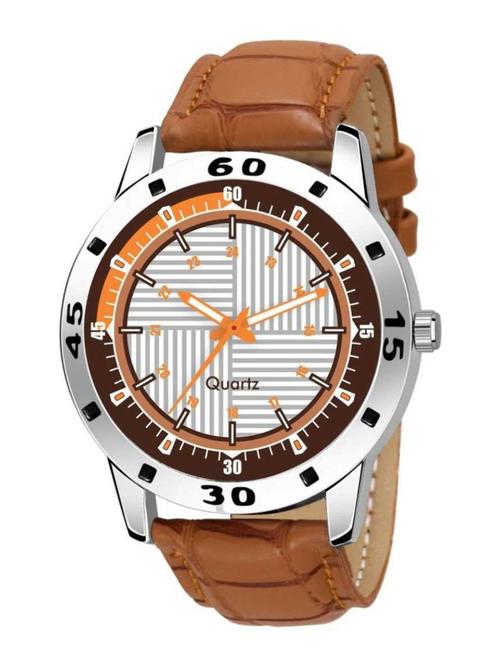 designing white dial brown designing leather strap analog watch - 18844369 - Very Small Image - 1