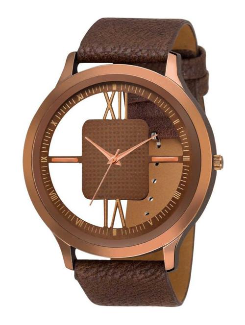 brown round open dial brown color strap new fashion men watch analog watch - 18844432 - Very Small Image - 1