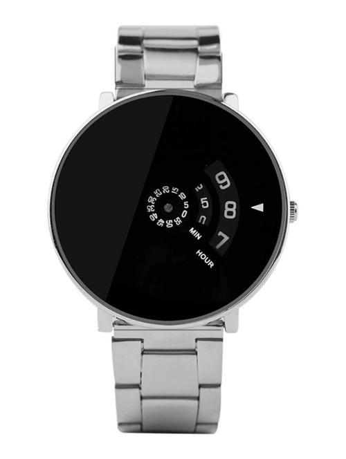 black dial stylish deisgn attractive silve strap sober analog watch - 18844487 - Very Small Image - 1