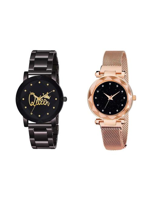 crystal-queen-bd-chain-women and luxury mesh magnet buckle analog pack of 2 women watch - 18845588 - Very Small Image - 1