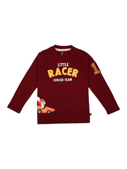 maroon printed round neck t-shirt - 18847822 - Very Small Image - 1