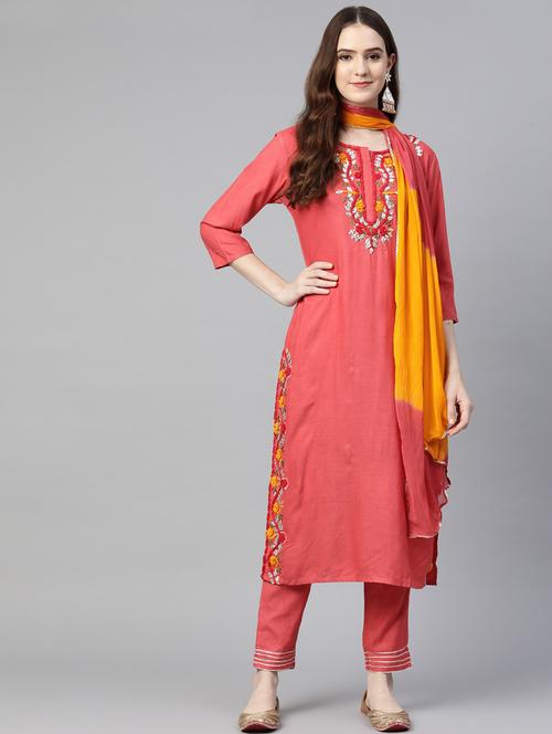 printed kurta pant set with dupatta  - 18847886 - Very Small Image - 1