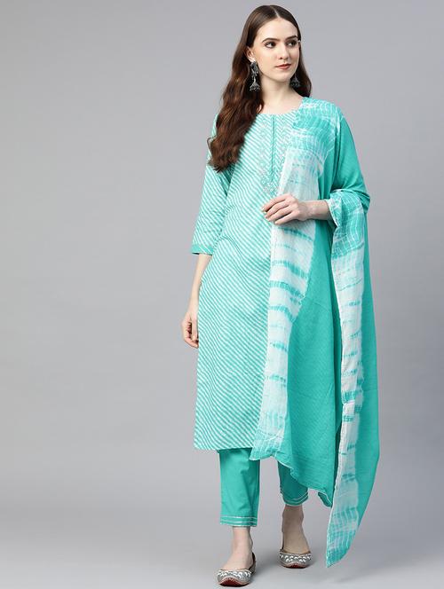 printed kurta pant set with dupatta  - 18847892 - Very Small Image - 1