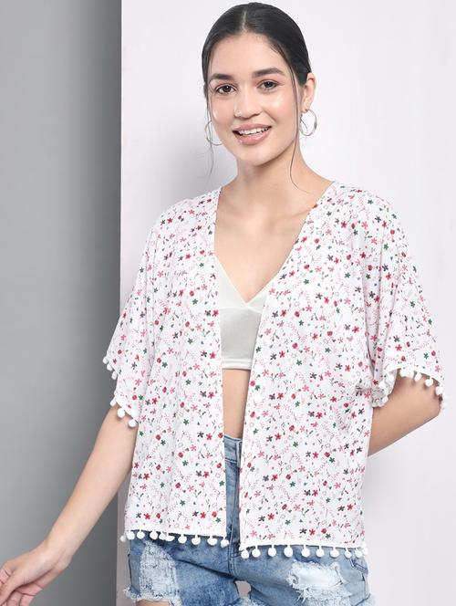 white printed regular shrug - 18870118 - Very Small Image - 1