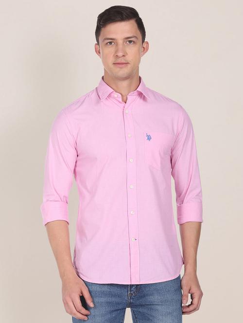mens solid casual shirt - 18870246 - Very Small Image - 1