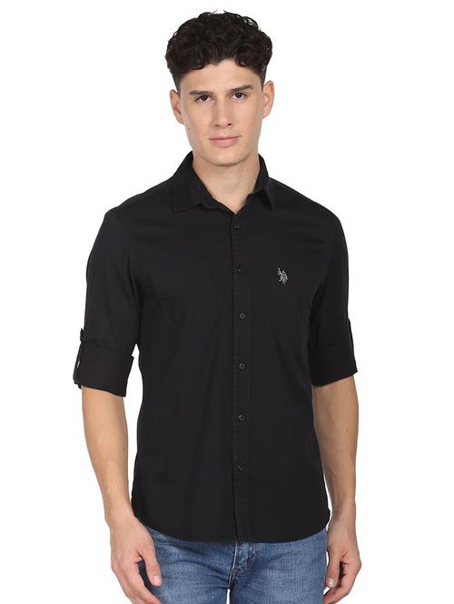 mens solid casual shirt - 18870334 - Very Small Image - 1