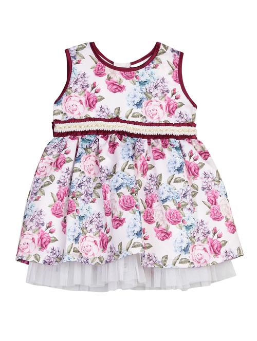 white floral polyester frock - 18874708 - Very Small Image - 1