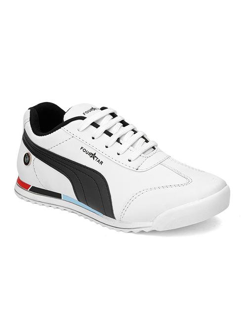 white synthetic lace up sneakers - 18875141 - Very Small Image - 1